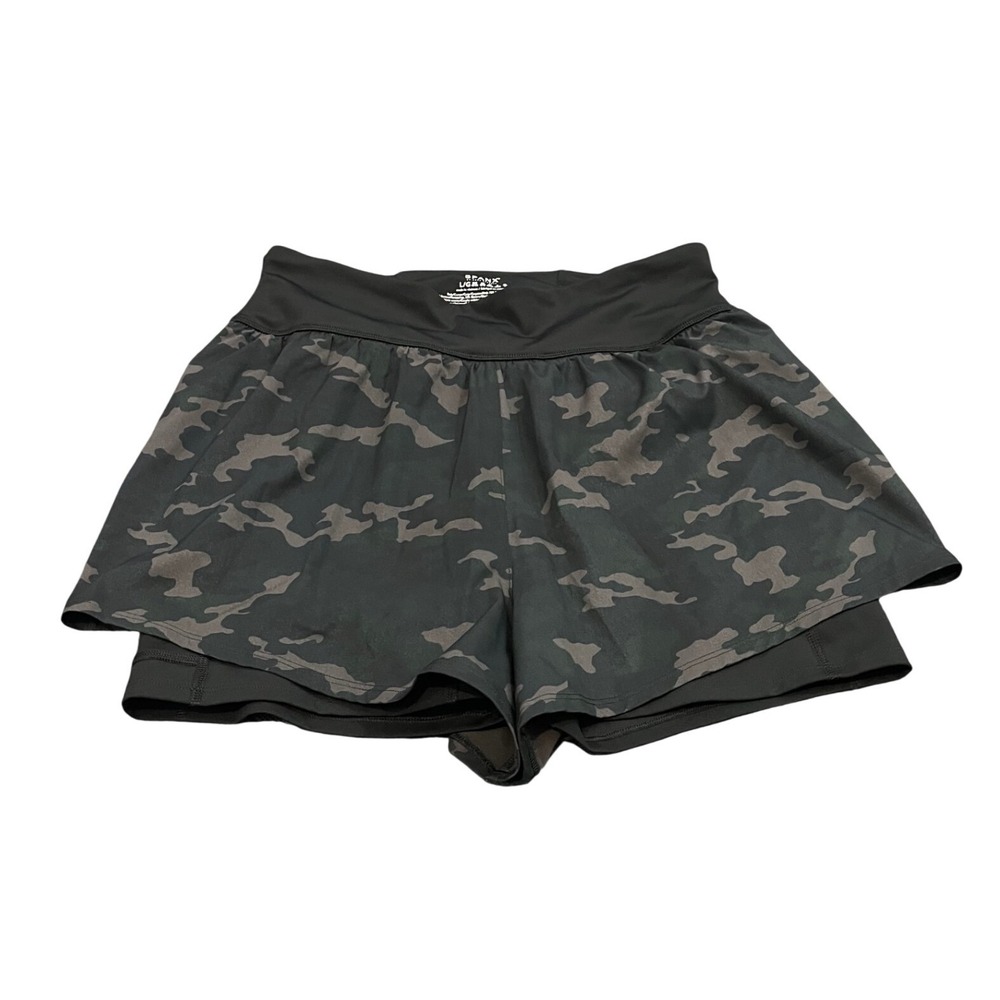 Spanx Get Moving Skort Shorts Womens Large Green Camo 2-in-1 Activewear 50227R